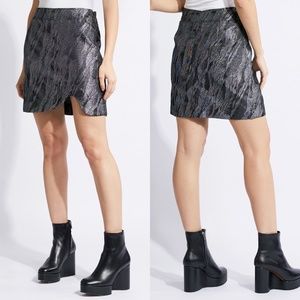 Ganni Sparkle Jacquard Black / Silver Mini Skirt EU 42